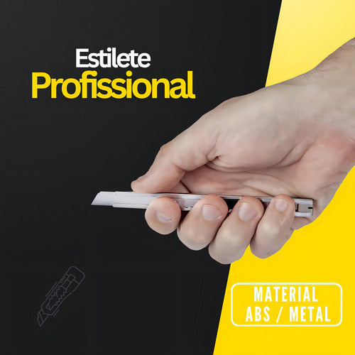 Kit 3 Estilete Profissional 18mm Com Trava 3 Lâminas Reserva Lojas Casa