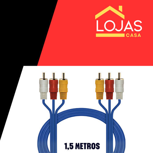 Cabo Rca 1,5 Metro Resistente E Flexível Plug Metal Blindado