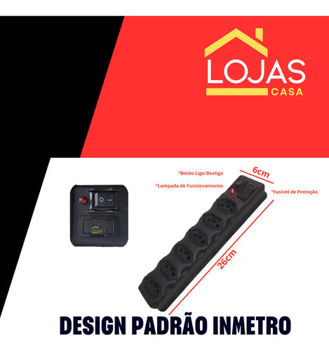 Filtro De Linha Régua Extensão Elétrica 6 Tomada Bivolt 85cm