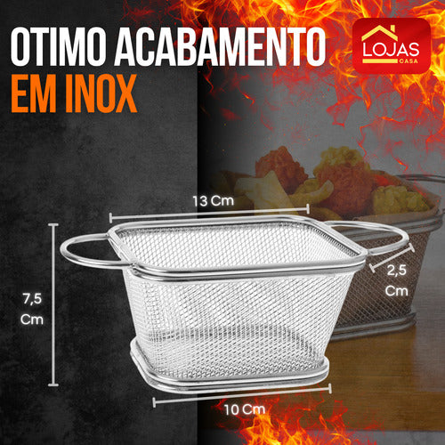 Cesto C/alça Batatinha Frita, Porções Para Servir Aço Inox