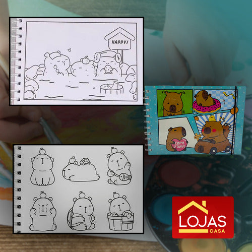Livro Para Colorir Pintura Desenho Cute Capivara Goods