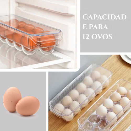 Porta 12 Ovos Organizador Acrílico Suporte Cor Transparente