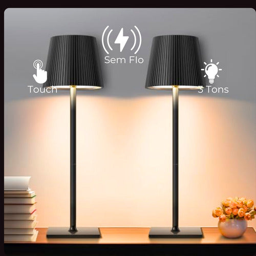 Luminária Mesa Abajur Led Ajustavel Sem Fio Recarregável