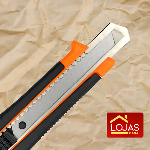 Kit 3 Estilete Profissional 18mm Com Trava 3 Lâminas Reserva Lojas Casa