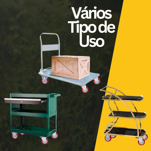 Kit 4 Rodas Giratórias E Rodizios Reforçado Capacidade 120kg
