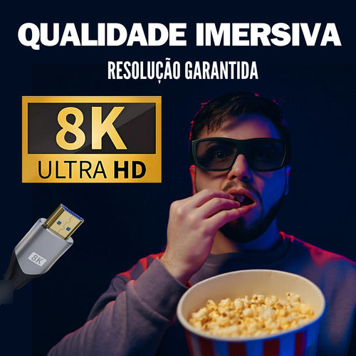 Cabo Hdmi 2.1 8k Gold Ultra Hd Para Tv Projetor 2m 4k Cinema