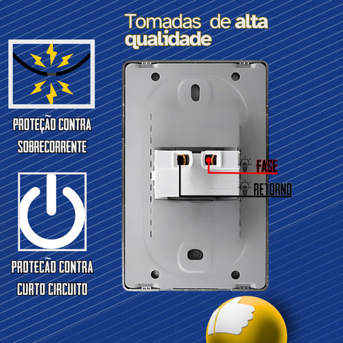 Interruptor Slim Modular 4x2 Tecla Simples Iluminaçao Branco