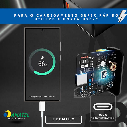 Carregador Duplo 48w Para Samsung 2 Cabos Super Fast 2m E 1m