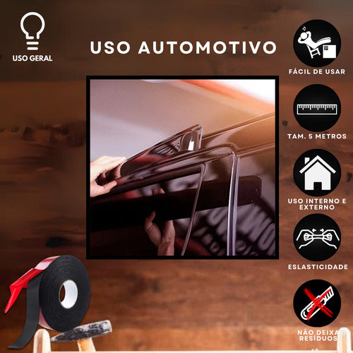 Fita Dupla Face Espuma 5m Isolador Anti Ruído Automotiva