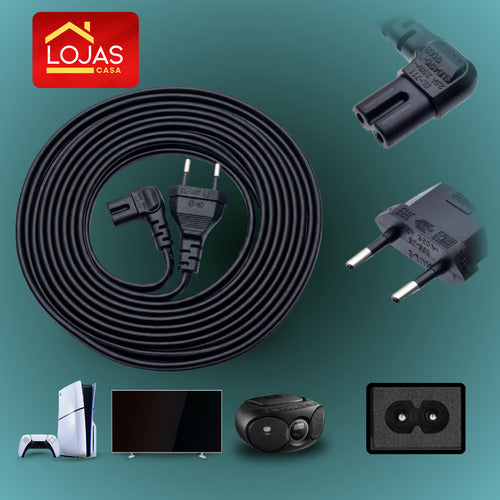 Cabo Forca Bipolar L Para Tv Ps2 Ps3 Ps4 Radio Impressora 90