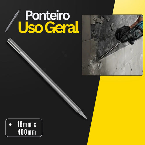Ponteiro Aço Profissional Martelete Sds Max 400 X  18mm