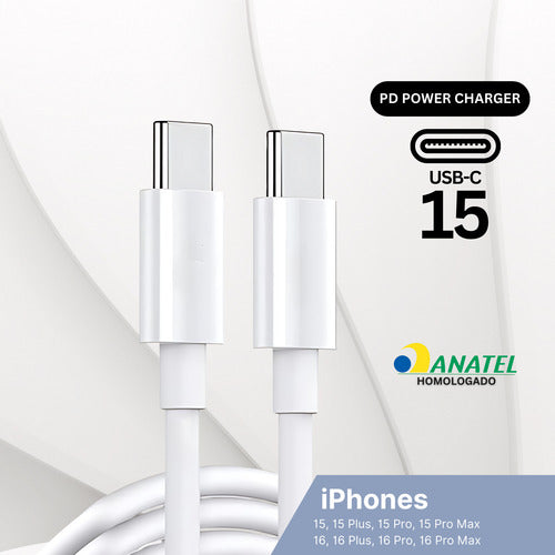 Carregador Para iPhone 15 16 Turbo 45w Tipo C Cabo Luxo