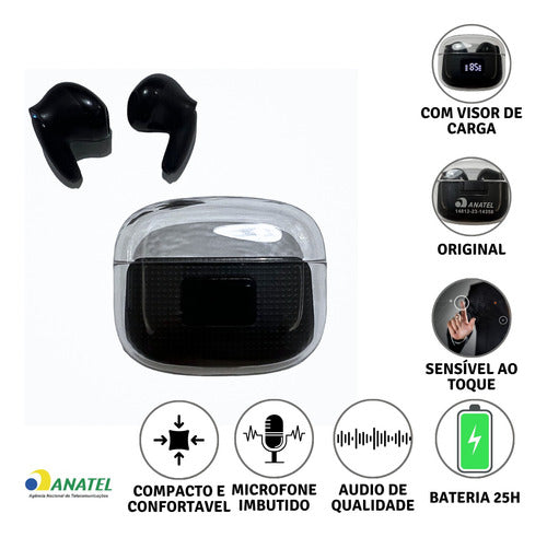 Fone De Ouvido S/ Fio Compacto De Qualidade C/ Case De Carga