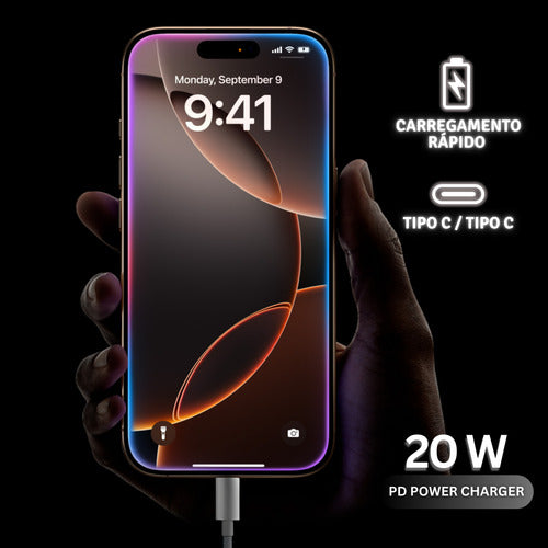 Carregador Fonte Para iPhone 16 Cabo 60w Ultra Tecido Nylon