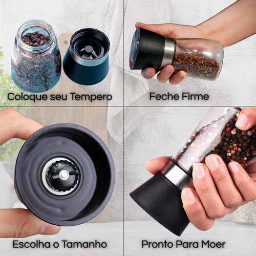 Moedor De Pimenta Manual De Cozinha Aço Inoxidável