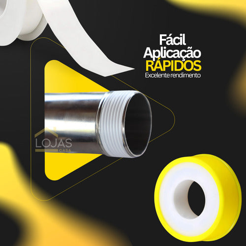 Kit Com 5 Rolo De Fita Veda Rosca Com Capa 12mmx10m