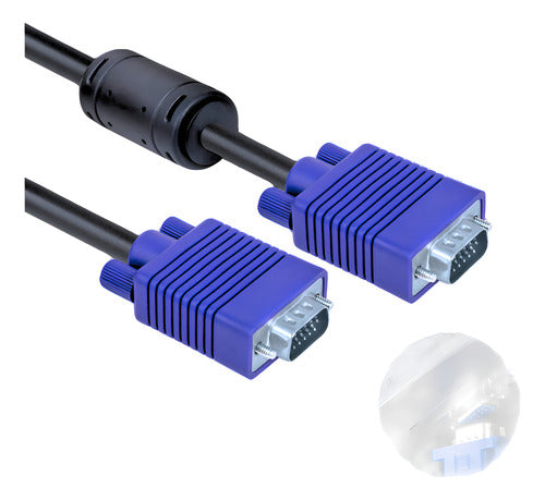 Cabo Vga Blindado 15m Lojas Casa Alta Resolução Azul Conector Macho