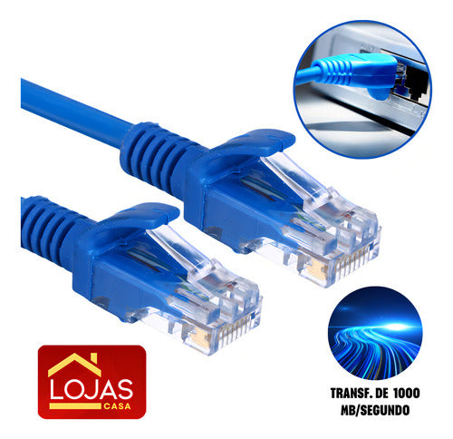 Cabo De Rede 5 Metros Lan Internet Crimpado Rj45 Cat5e Azul