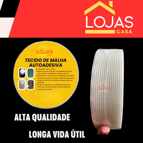 Fita Telada De Malha Fibra Drywall Reparos Rachaduras Parede
