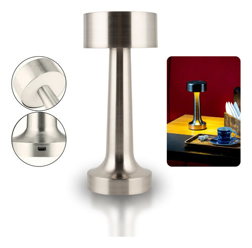 Luminária Abajur Touch Led Portátil S/ Fio Recarregável Luxo