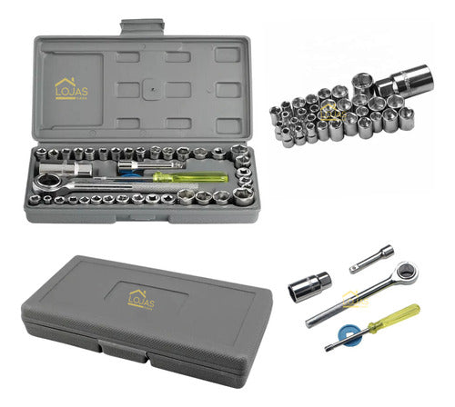 Kit Ferramentas Maleta Catraca Jogo De Chaves Profissional
