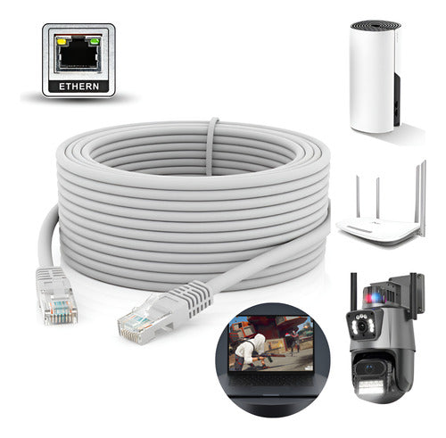 Rolo Cabo Rede 50m Lan Crimpado Cat 6 Super Rápido Premium L