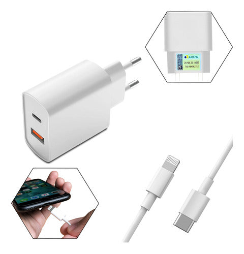 Fonte Carregador Duplo + Cabo 45w P/ iPhone XR 11 12 13 14