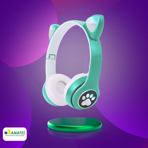Fone De Ouvido Gatinho Fofinho Bluetooth Led Cat Headset