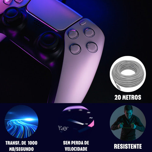 Cabo De Rede 20 Metros Lan Internet Crimpado Rj45 Cat6