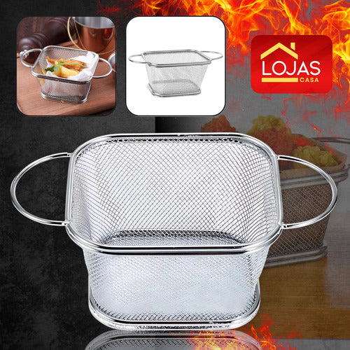 Cesto C/alça Batatinha Frita, Porções Para Servir Aço Inox