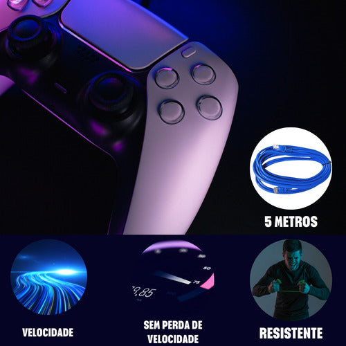 Cabo De Rede 5 Metros Lan Internet Crimpado Rj45 Cat5e