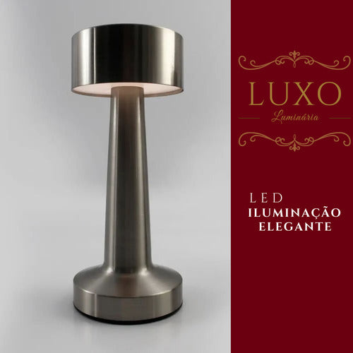 Luminária Abajur Touch Led Portátil S/ Fio Recarregável Luxo