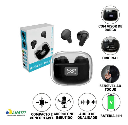 Fone De Ouvido S/ Fio Compacto De Qualidade C/ Case De Carga