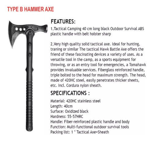 Machado Martelo Tático Tomahawk Militar Caça Camping Premium
