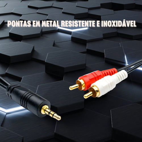 Cabo Adaptador Rca+p2 Cabo Auxiliar De Som P2 Rca Áudio Automotivo Lojas Casa Cabo P2 Para Rca Preto Do 1.5m
