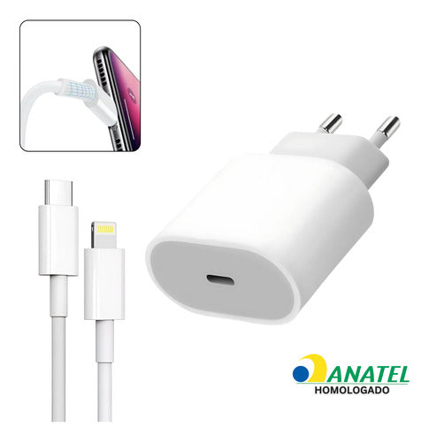 Carregador Fonte Para iPhone X Xr 11 12 13 14 Pro Max + Cabo
