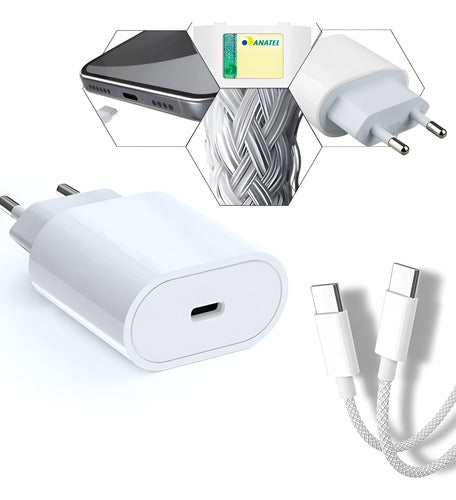 Carregador Fonte Usb-c C/ Cabo Para iPhone 15 16 17