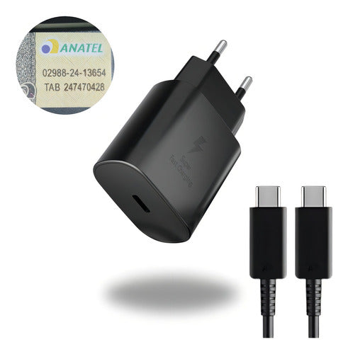 Carregador Fonte Turbo 45w Para Samsung Com Cabo Super Fast Cor Preto Lojas Casa