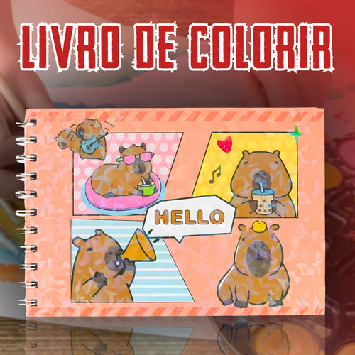 Livro Para Colorir Pintura Desenho Cute Capivara Goods