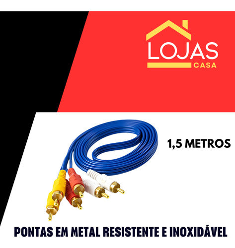 Cabo Rca 1,5 Metro Resistente E Flexível Plug Metal Blindado