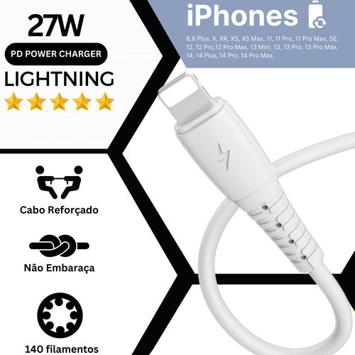 Cabo Tipo C / Ios Para iPhone X 11 12 13 14 Premium Luxo