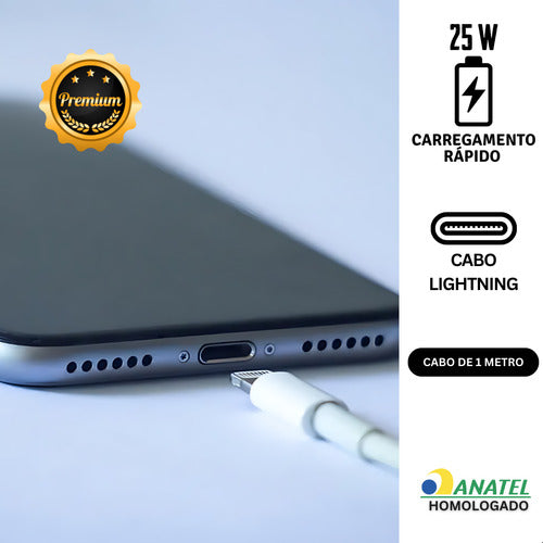 Carregador Fonte Turbo 25w  Cabo Para iPhone 7 8 11 12 13 14