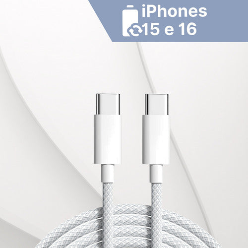Fonte Carregador Duplo 2 Cabo 1m E 2m P/ iPhone 15 16