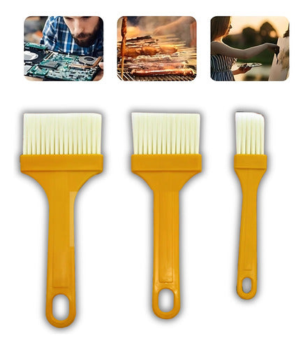 Kit 3 Mini Pincel De Pintura Acabamentos Alimentos Uso Geral