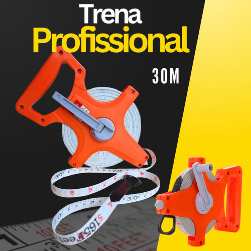 Trena 30 Metros Fibra Resistente Fita Metrica Com Manivela