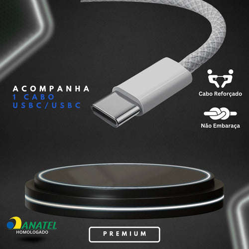 Fonte Carregador Usb-c Para iPhone 15 16 17  + Cabo Tipo C