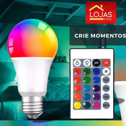 Lâmpada Led Rgb E27 Colorida 10w Festa Casa E Decoração