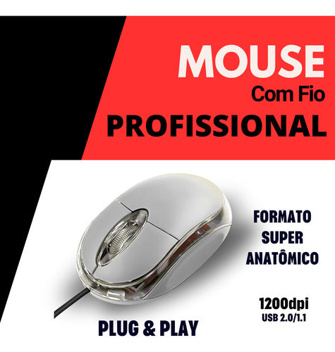 Mouse Usb Com Sensor Óptico Profissional Anatômico Preto