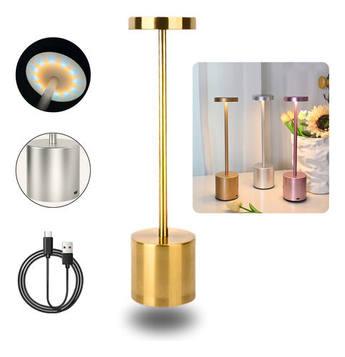 Luminária Abajur Touch Led Portátil S/ Fio Recarregável Luxo