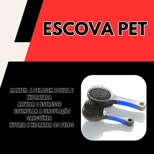 Escova Pet Dupla Pelo De Cachorro Gato Coelho Cerdas Inox M